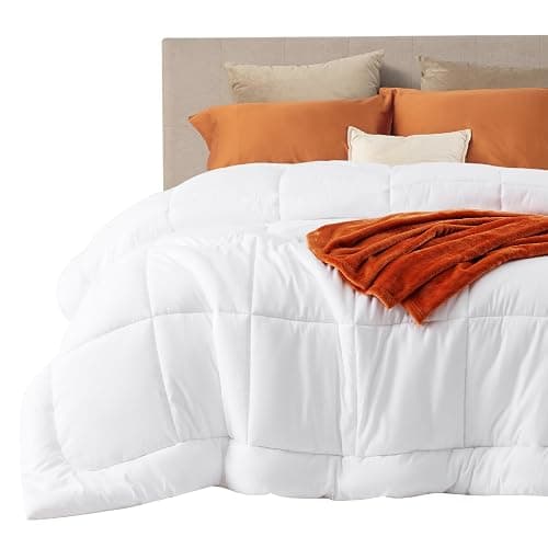 Bedsure Comforter Duvet Insert - Quilted Comforters Oversized King Size, All Season Duvet, GentleSoft Down Alternative Bedding, with 8 Tabs, Gifts for Women/Men, White, Oversized King 116 x 98 Inches - Image 1