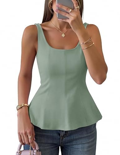ZESICA Women's 2026 Summer Sleeveless Vest Top Square Neck Cute Casual Tank Tops Fitted Going Out Trendy Outfit - Image 1