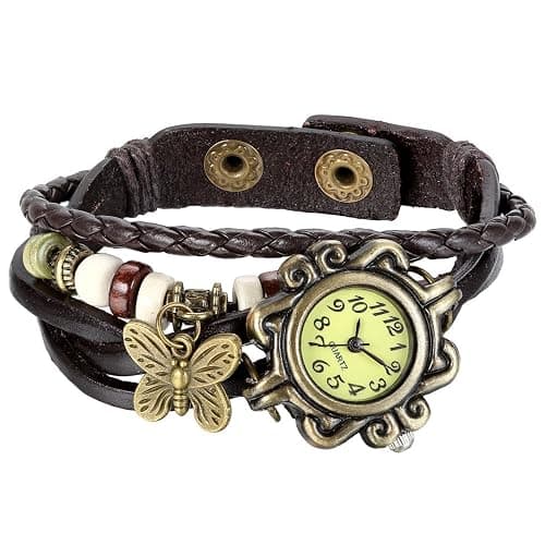 JewelryWe Women Quartz Bracelet Watch Fashion Weave Wrap Around Leather Wrist Watch Classic Bracelet Watch for Summer Beach - Image 1
