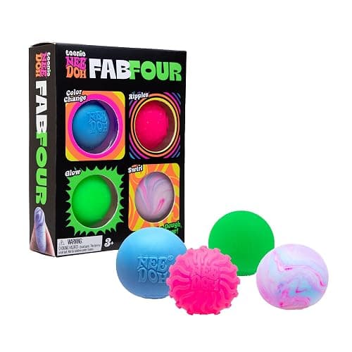 Schylling NeeDoh Teenie Fab Four Needoh 4 Pack - Sensory Squeeze Toy - 1.5" in Diameter - Colors May Vary - Image 1