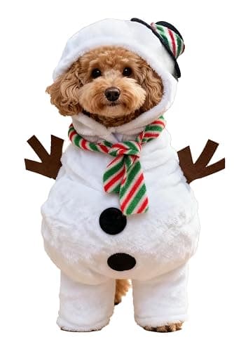 IOICYBF Pet Costume for Small Dogs Cats Halloween Hoodies Puppy Coat | Winter Pet Outfits Funny Pajamas Clothes for Christmas Party,Snowman L - Image 1
