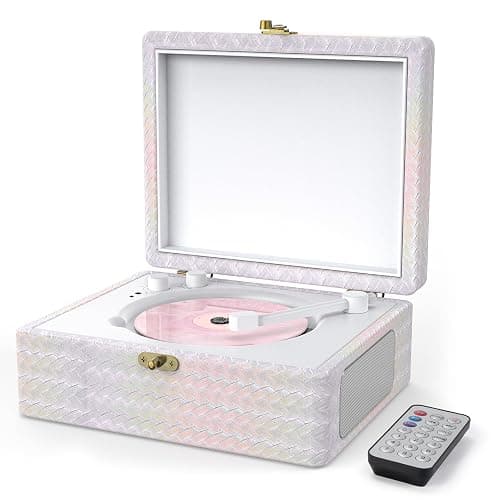 CD Player Portable with Speakers Bluetooth Desktop Knit Retro CD Player for Home Rechargeble Battery Small Vintage CD Player with Bluetooth Input, USB Playback, AUX in, Headphone Jack, Remote Control - Image 1