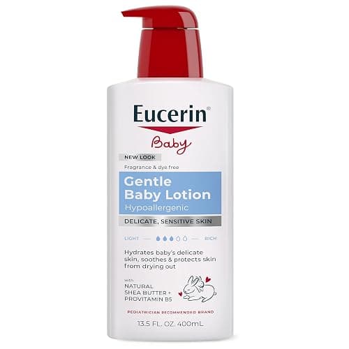 Eucerin Baby Body Lotion, Hypoallergenic and Fragrance Free Baby Lotion with Pro-Vitamin B5 and Shea Butter, 13.5 Fl Oz Bottle - Image 1