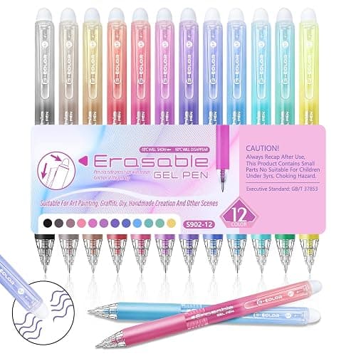 Anelueeoo Erasable Gel Pen 12 Colors, Retractable Clicker 0.7mm Fine Point, Assorted Colors Inks, Make Mistakes Disappear, Erasable Gel Pens Perfect for Writing, Drawing & Planners - Image 1