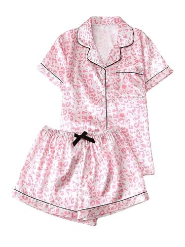 Verdusa Women's 2 Piece Pajama Sets Lightweight Fall Pajamas Cute Pj Set Button Shirt with Shorts Lounge Pjs - Image 1