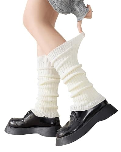 Yawlsow Leg Warmers for Women Girls Y2k Knit Ruffle Leg Warmer Winter, Kawaii Long Sock Goth Harajuku Accessories - Image 1