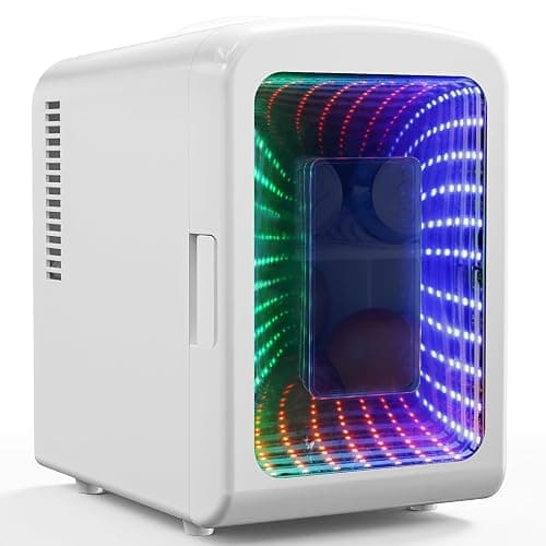 Antarctic Star Mini Compact Refrigerator with Gaming Light, 4L Capacity/6 Cans Portable Mini Fridge, for Bedroom,Car,Office and Dorm, Small Cooler for Cosmetics, Beverage and Food, White - Image 1