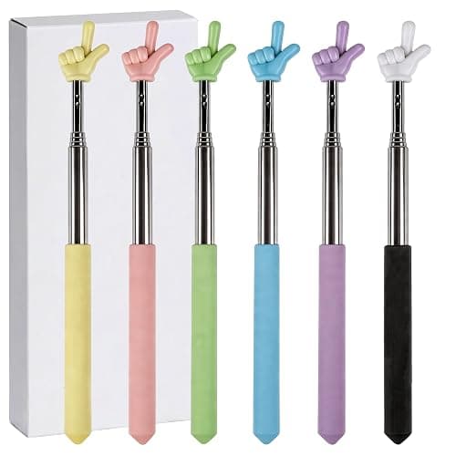 6PCS Pointer Finger Stick, Extendable Finger Pointer Stick, Teacher Pointer | For Classroom, Whiteboard & Blackboard Presentations, Essential Teaching Supplies for Teachers, Retractable, Colorful - Image 1