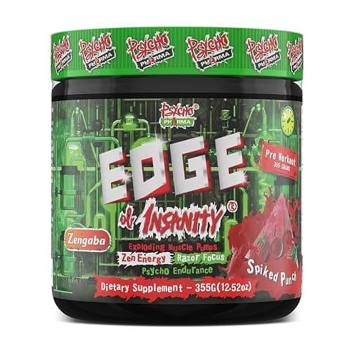 Psycho Pharma Strongest High Stim Preworkout Powder - Edge of Insanity - Most Intense Pre Workout Supplement for Pumps, Strength, Energy and Feel Good Focus. Rivals Famous PWOs of The Past - Image 1