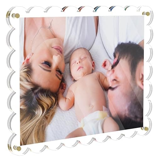 11X14 Acrylic Picture Frame for Wall, Frameless Clear Photo Frame with Scalloped Edge, No Drill Floating Frame for Diploma Certificate Degree Document & Poster/Painting/Artworks Display (1 Pack, Scalloped edge) - Image 1