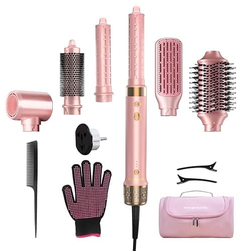Mythsight Dual Voltage StyleVibe 6-in-1 Air Styler, Hair Dryer & Blow Dryer Brush with Travel Case - Auto Wrap Curls (L/R), Fast Drying, Thermal Brush for Blowouts & Frizz-Free Volume, No Heat Damage - Image 1
