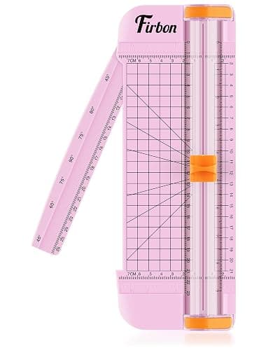 Firbon Pink A5 Paper Cutter, Straight Small Paper Trimmer with Side Ruler for Scrapbooking Craft, Paper, Coupon, Label, Cardstock - Image 1