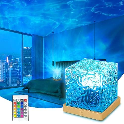 ZLDYPINK Ocean Wave Projector Light, 16 Colors Luminorthe Cube Lamp, 3D Holographic Water Ripple Lamp with Remote Control, Night Light for Bedroom, Home, Party Mood Lighting - Image 1