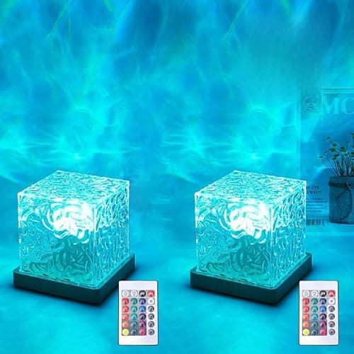 Growalleter Ocean Wave Projector Light, 16 Color RGB Shower Lamp with Remote, 3D Water Ripple Night Light for Kids Room, Meditation, Yoga, Home Decor(2 Pcs) - Image 1