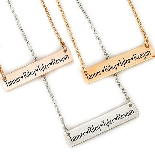 Emily Bar Necklace Kid Names Mom Necklace Personalized for Mom Mother's Day Jewelry Mother's Day Gift Personalized Names Children Names Emily Brooklyn EMILY-BAR - Image 1