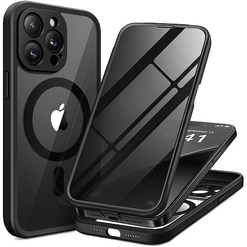 BERFY Magnetic for iPhone 14 Pro Max Case, Compatible with MagSafe, Built-in Privacy Screen Protector and Upgraded Camera Protection, Anti-Spy Full Body Shockproof Phone Case for 14 Pro Max 6.7",Black - Image 1