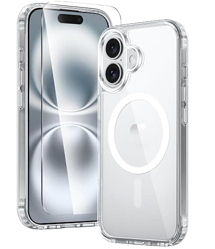 FNTCASE for iPhone 16 Case: Clear Magnetic Military Grade Drop Protection Anti Yellowing Slim Case - Rugged Shockproof Protective Transparent Cell Phone Cover - Image 1