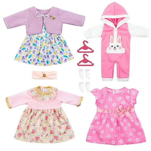 Aolso Baby Doll Clothes for 14-18 Inch/35-45 cm Dolls, 4-packs New Doll Clothes Outfits for Girls Birthday - Image 1