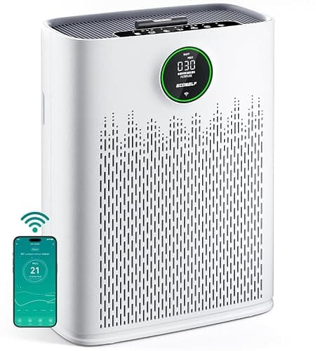 ECOSELF Smart Air Purifier for Home Large Rooms, with WiFi Control, Covers Up to 2400 Ft², Smart Mode, AQI Display, 22dB Sleep Mode & Aromatherapy with 2X-Power Filtration, HAP603WF, Bright White - Image 1