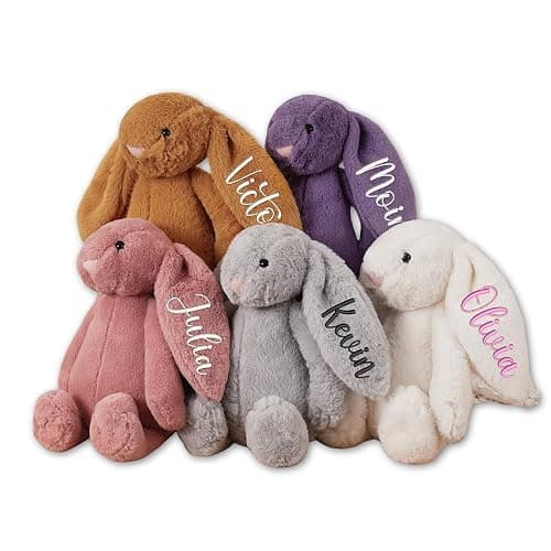 Personalized Easter Bunny Plush - Hand Embroidered Name Bunny Stuffed Animal, Custom Baby Gifts for First Easter, Baptism & Newborn Nursery Decor (Washable Soft Toy) - Image 1