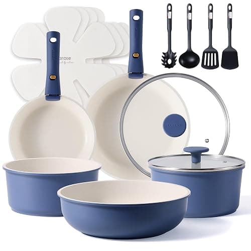 CAROTE 17pcs Pots and Pans Set, Nonstick Cookware Set Detachable Handle, Induction Kitchen Cookware Sets Non Stick with Removable Handle, RV Cookware Set, Oven Safe - Image 1