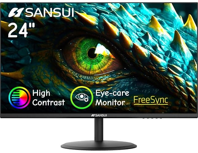 SANSUI Computer Monitor 24 inch Eye Care 1080P Display HDMI,VGA Ports with 178° Viewing Angle/Frame-Less/Tilt/VESA Compatible for Office and Home - Image 1