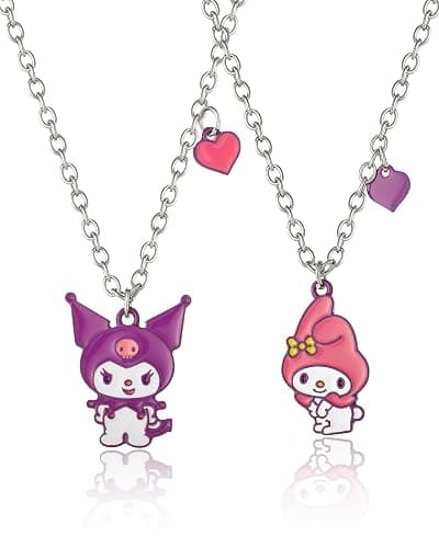 SALLY ROSE Sanrio Kuromi and My Melody Best Friend Necklace for 2 Official License, Fashion BFF Necklace for 2 - Image 1