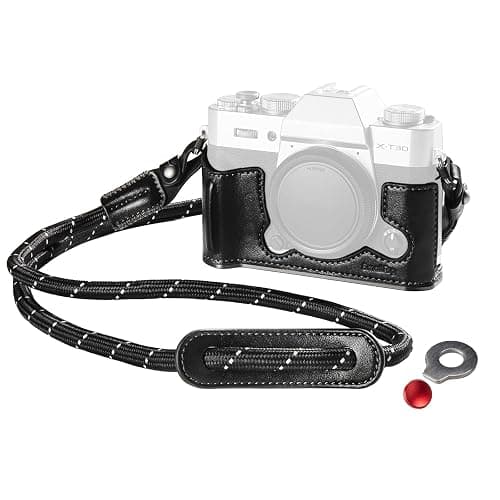 SMALLRIG X-T30 III Half Leather Case with Shoulder Strap for FUJIFILM X-T30 / X-T30 II/X-T30 III, Retro Style Camera Case with Aluminum Frame & Shutter Button Cap, Black - 5669 - Image 1