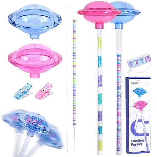 Caydo 2 Pack Bead Funnel for Clay Beads Bracelet Making, Bead Spinner Maker Kit with Graduated Scale for Polymer Clay Beads with Transparent Tube, Clip, Beading Needle - Image 1