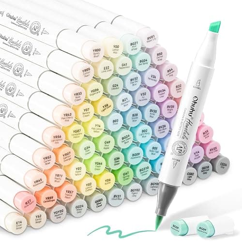 Ohuhu Pastel Alcohol Markers -96 Colors of Honolulu Sweetness + Blossoming - Double Tipped Art Alcohol Markers for Artist Adults' Coloring Illustration - Brush & Chisel - Refillable - AP Certificated - Sweetness + Blossoming - Image 1