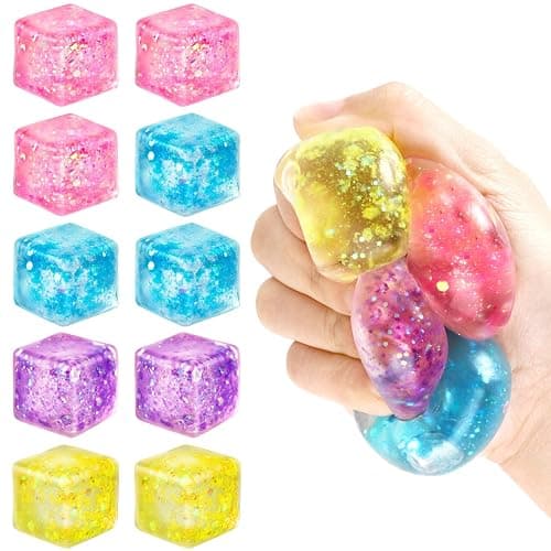 Hooqict 10Pcs Stress Cube Squishy Stress Balls Ice Cube Sensory Squeeze Toys Squishy Fidget Cube Mini Squishies for Kids Teens Adults Stress Relief Classroom Home Office - Image 1