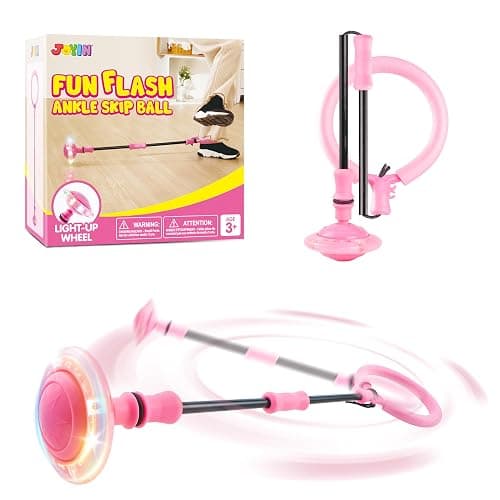 JOYIN Pink Ankle Skip Ball with Flashing Lights, Toy for Kids Indoor & Outdoor, Flashing Swing Ball Foldable Sports Toy, Birthday Gifts for Kids 3 4 5 + - Image 1