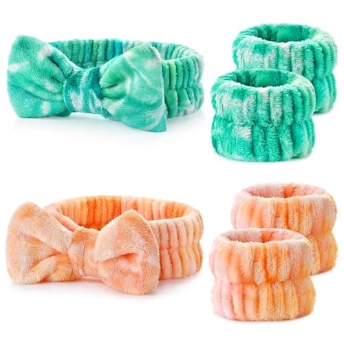 Wteehn 6pcs Headband and Wristband for Face Washing, Makeup Spa Skincare Headband, Skin Care Face Wash Headbands Wrist Bands Tools Set, for Women and Teen Girls Gifts - Image 1
