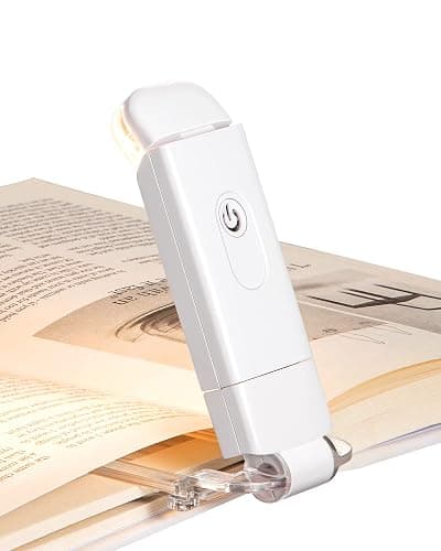 DEWENWILS USB Rechargeable Book Reading Light, 3000K Warm White, Brightness Adjustable Clip on LED Bookmark Lamp at Night in Bed, Portable Booklight for Bookworms, Kids - Image 1