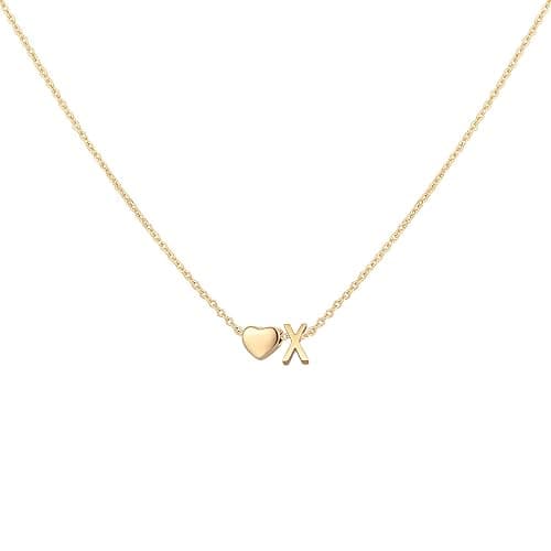 Glimmerst Initial Heart Necklace 18K Gold Plated Stainless Steel Tiny Heart Letter Necklace Personalized Monogram Name Necklace for Women - Image 1