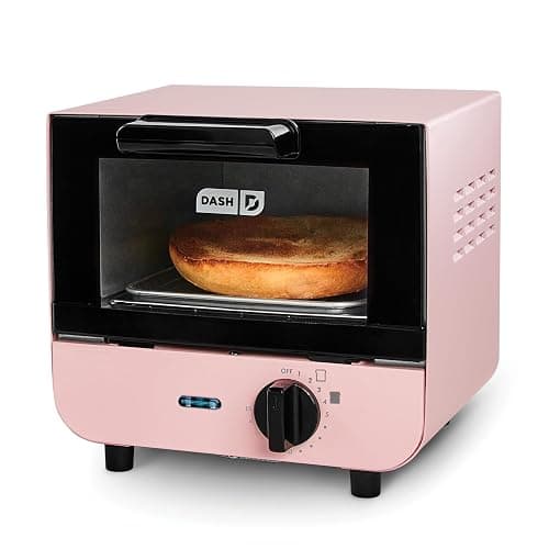 Dash Mini Toaster Oven - Sleek & Stylish - For Creative Homemade Treats - Compact, Space-Saving Design - adjustable temperature dial - Removable Baking Tray - Pink - Image 1