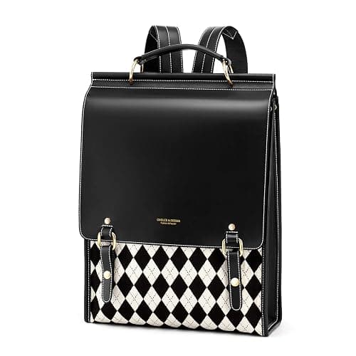 Cnoles Leather Backpack Purse For Women Fashion Ladies Vintage Bag Casual College Travel Backpacks Large bags Black - Image 1