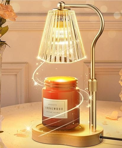 Candle Warmer Lamp, Wax Melt Warmer with 2 Bulbs for Scented Jar Candles, with Timer Dimmer Adjustable Height, Home Decor Gift for Girl Friend Mom Sister Women, No Flame No Smoke Warming Light, Amber - Image 1
