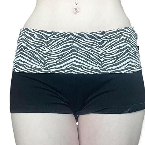 Best Rose Women's Mini Fold Over Shorts Zebra Cheetah Lounge Low Rise Patchwork Pajamas Y2K Skinny Sexy Casual Shorts - Image 1