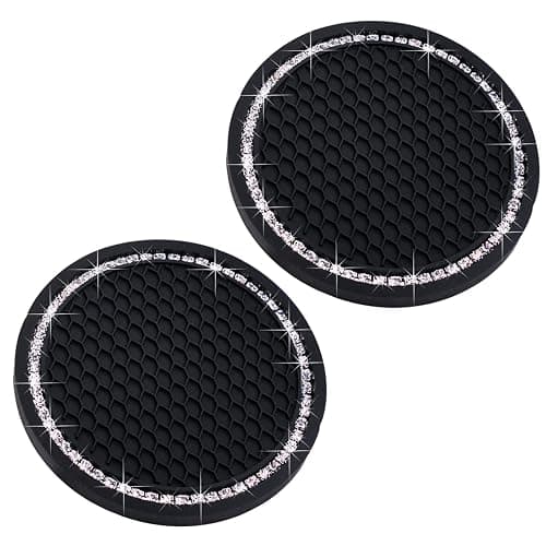 DBlosp Car Cup Holder Coasters, Bling Cup Holder Insert Coaster Car Interior Accessories-2.75 inch Silicone Anti Slip Crystal Rhinestone Car Coaster-Universal (Pack of 2) - Image 1