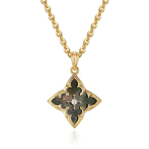 Fettero Gold Clover Necklace for Women Dainty 14K Gold Plated CZ Pendant Necklace Adjustable Chain Choker Charm Colorful Clover Pendant Lucky Necklaces for Women Jewelry - Image 1