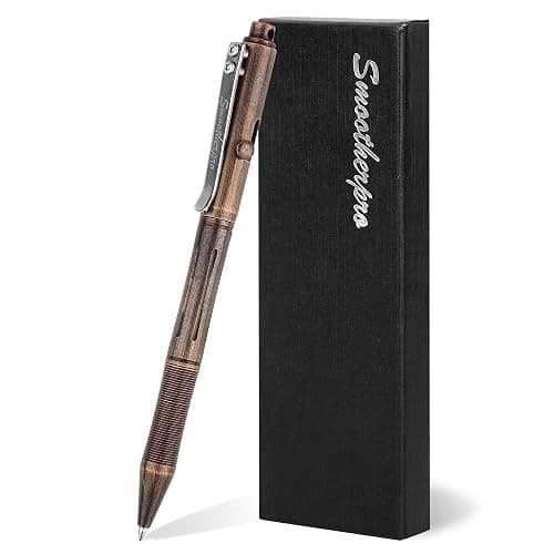 SMOOTHERPRO Solid Brass Bolt Action Pen, Pilot G2 Refill, Retro Black | Weighted Metal Body Supports Steady Writing, with Refillable Design for Office Notes, Signatures, and Daily Carry. - Image 1