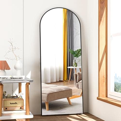 NEUWEABY Full Length Mirror 58"x18" Arch Floor Mirror with Stand Arched Mirror Full Body Mirror Black Standing Hanging or Leaning Against Wall for Bedroom Entry, Bedroom, Living Room - Image 1