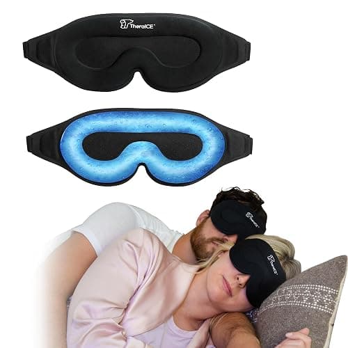 TheraICE Sleep Mask + Cooling Gel Relief - Sleep Eye Mask Blackout Blindfold Cold - 3D Contoured Relaxing No Pressure Eye Cover to Block Light for Comfortable Soothing Night Sleeping/Men & Women - Image 1
