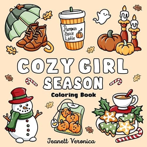 Cozy Girl Season: Bold and Easy Coloring Book for Adults & Teens, Featuring Fall, Halloween, and Christmas Designs | Simple, Cute Illustrations for Hygge and Relaxation (Cozy Girl Series) - Image 1