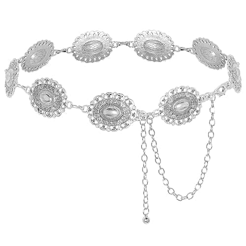 Topbuti Western Oval Concho Chain Belt for Women Metal Waist Chain Belt for Dresses Jeans Western Cowgirl - Image 1