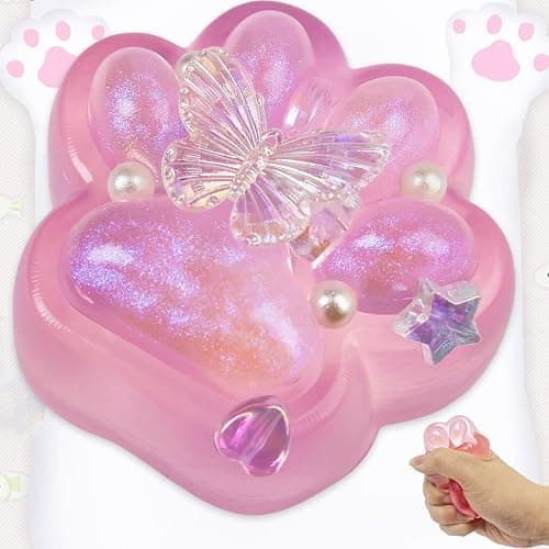 Cat Paw Squishy Squeeze Toys Pinch Cute Fufu Squishy Toys for Anxiety Relief Soft Stress Toys for Relaxation Party Favors Novelty Things Adults Birthdays Cosplay Party (1Pcs Pink) - Image 1
