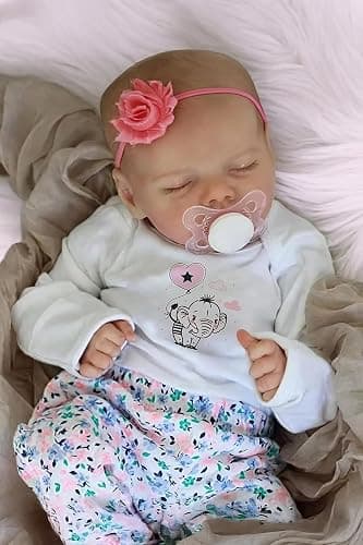 JIZHI Lifelike Reborn Baby Dolls Girl, 17 Inch Real Baby Doll Soft Body Realistic Newborn Vinyl Silicone Baby Doll Full Body Poseable Real Life Baby Dolls with Feeding Kit Gift Box for Kids Age 3+ - Image 1