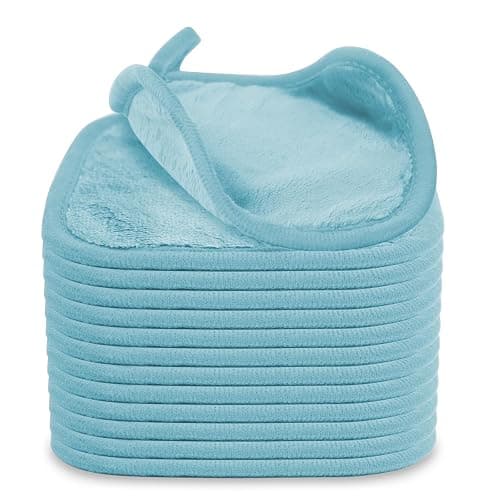 Puomue Makeup Remover Cloth 12 Pack, Ultra Soft and Reusable Microfiber Makeup Remover Towels for All Skin Types, Perfect Face Towels for Women, 6 Inch X 6 Inch, Blue - Image 1
