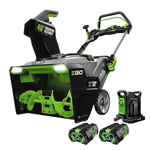 EGO Power+ 21" Electric Snow Blower, Gray/Black, Cordless Steel Auger, Includes (2) 56V 5.0Ah Batteries and Dual Port Charger, SNT2112 - Image 1